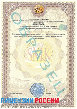 Образец сертификата соответствия (приложение) Химки Сертификат ISO 13485